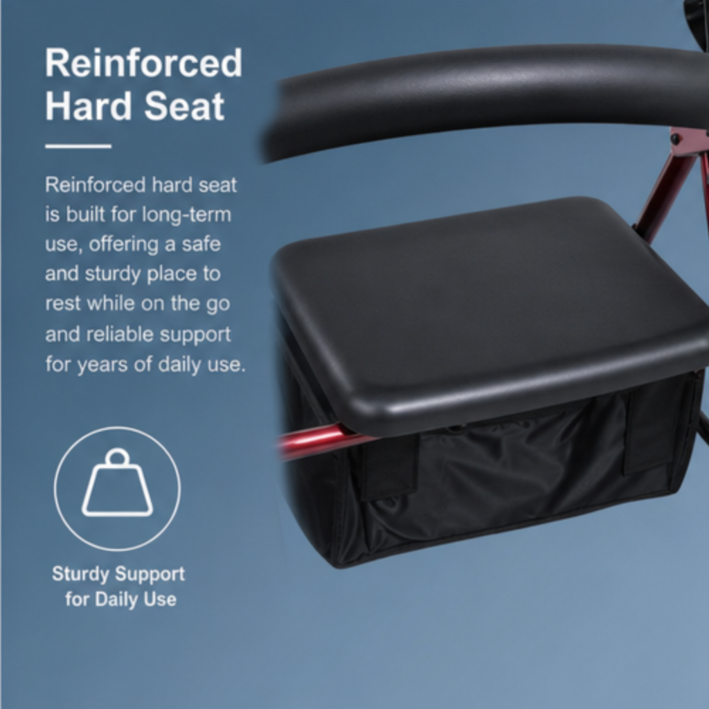 AndCare China Real Factory AC881L comfortable padded seat and backrest Aluminum Rollator Amazon Hot Selling Supplier OEM Wholesale ISO 13485 CE FDA