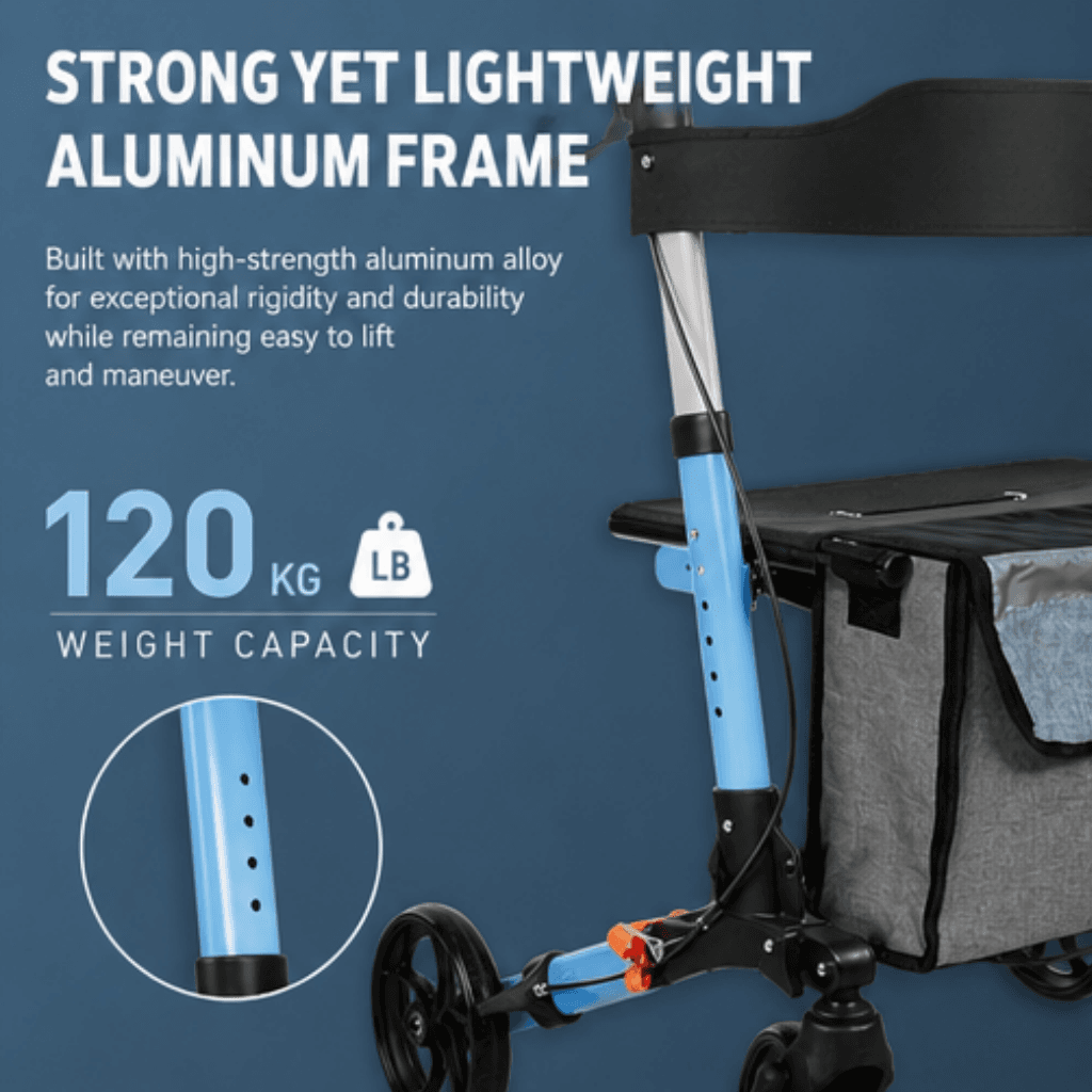 AndCare China Real Factory AC8863L aluminum frame with ergonomic handles Aluminum Rollator Amazon Hot Selling Supplier OEM Wholesale ISO 13485 CE FDA