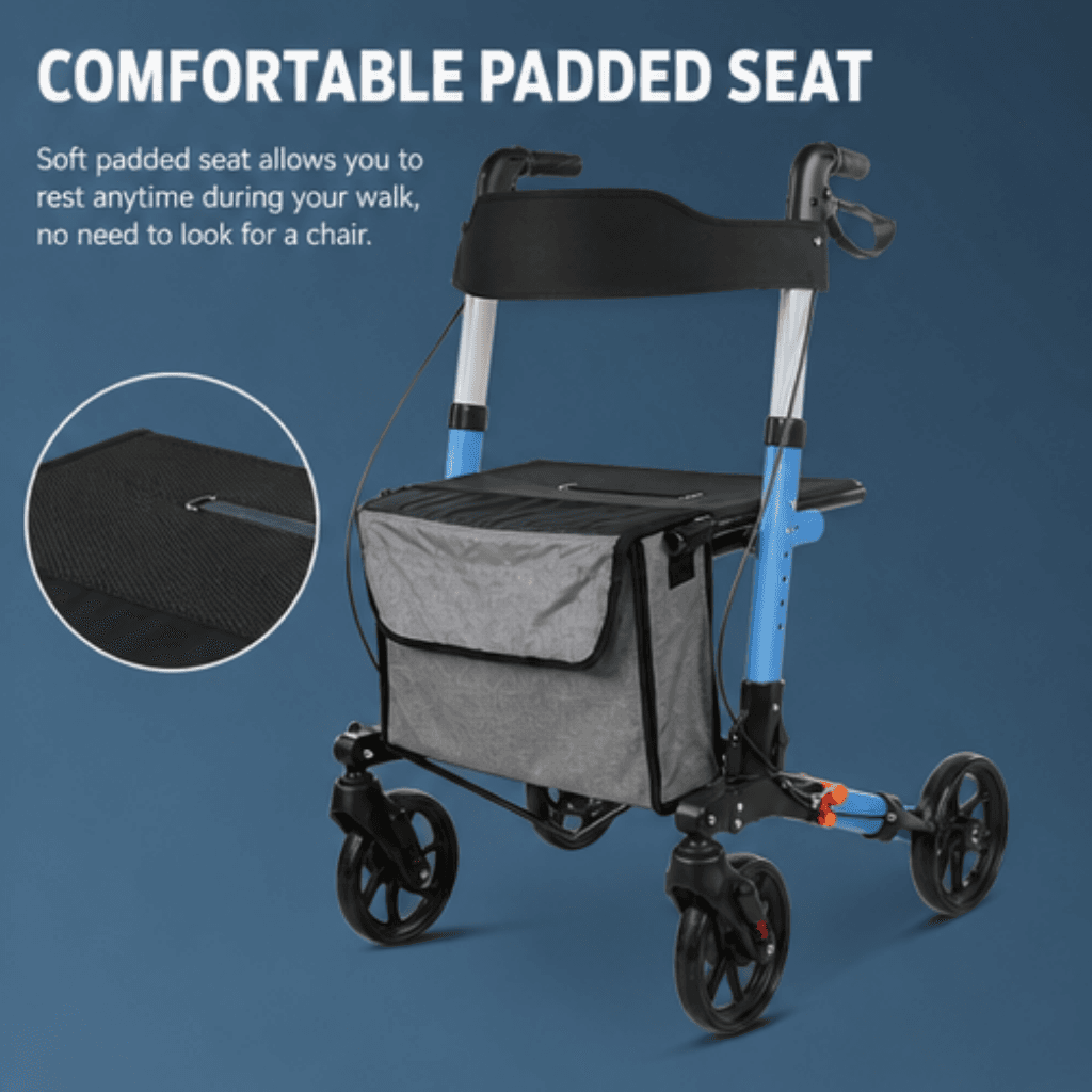 AndCare China Real Factory AC8863L wide mesh seat for comfortable rest Aluminum Rollator Amazon Hot Selling Supplier OEM Wholesale ISO 13485 CE FDA