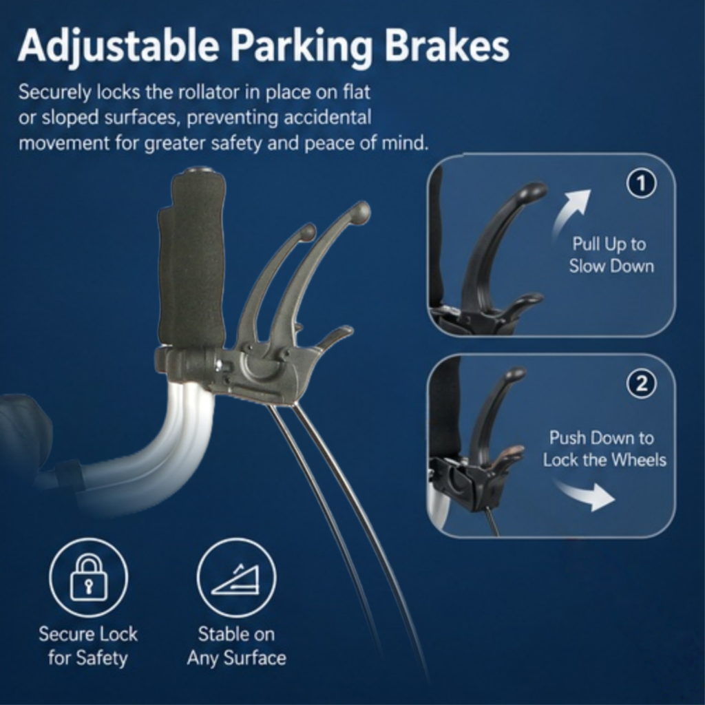 AndCare China Real Factory AC8863L2 ergonomic armrest pad close-up Aluminum Rollator Amazon Hot Selling Supplier OEM Wholesale ISO 13485 CE FDA