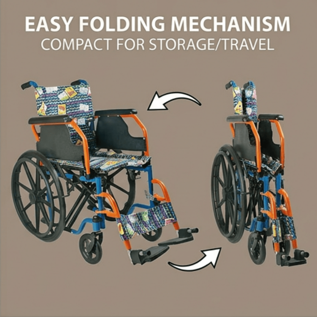 AndCare China Real Factory AC903-35 folding design with detachable footrest Steel Pediatric Manual Wheelchair Amazon Hot Selling Supplier OEM Wholesale ISO 13485 CE FDA