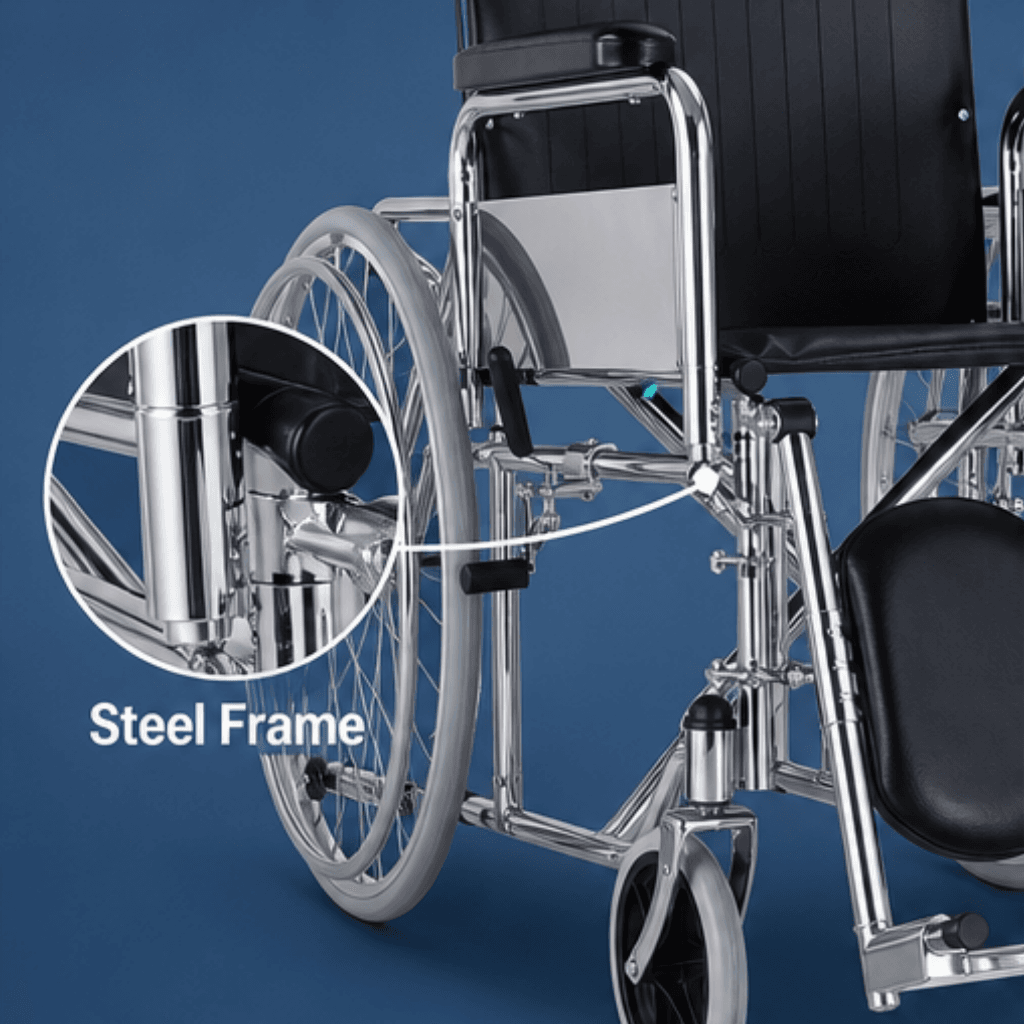 AndCare China Real Factory AC903GC adjustable headrest and elevated leg rest detail Steel High-Back Reclining Manual Wheelchair Amazon Hot Selling Supplier OEM Wholesale ISO 13485 CE FDA