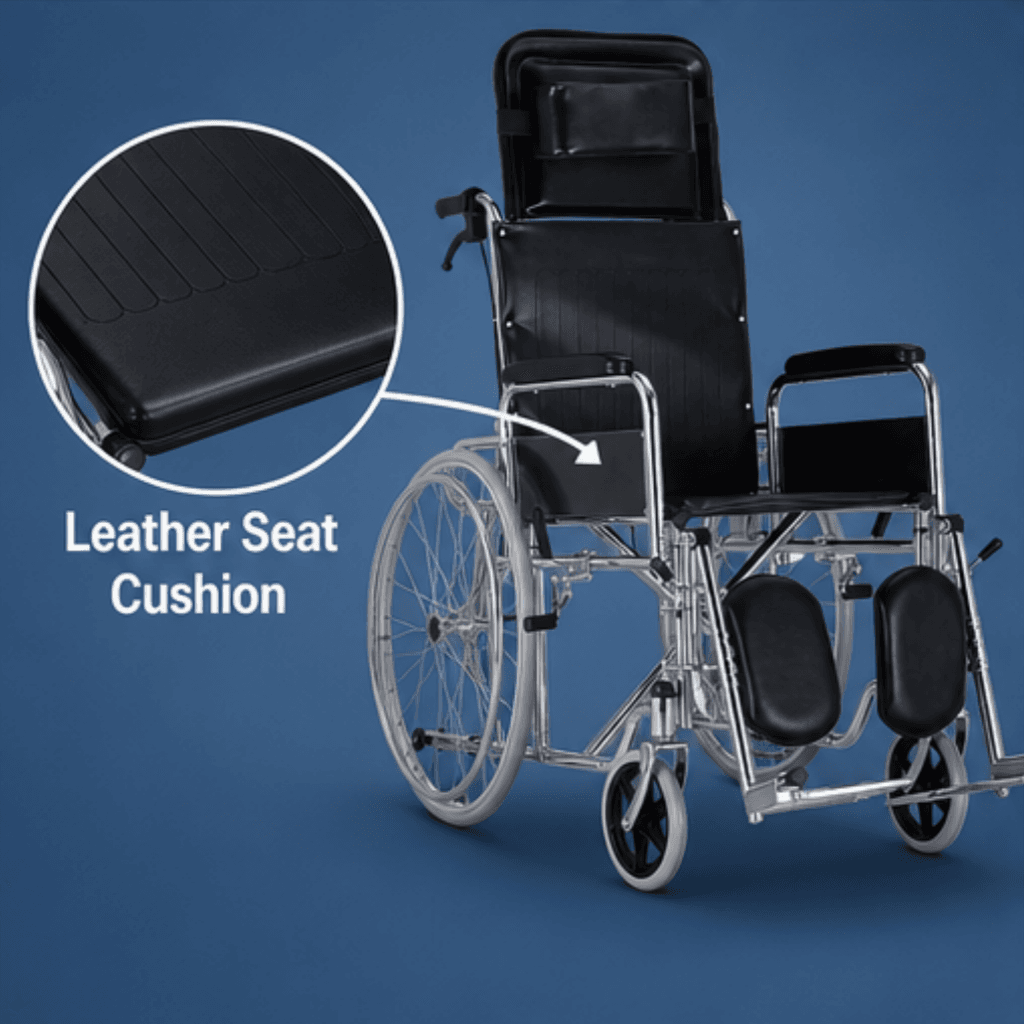 AndCare China Real Factory AC903GC steel high-back reclining wheelchair 125cm backrest Steel High-Back Reclining Manual Wheelchair Amazon Hot Selling Supplier OEM Wholesale ISO 13485 CE FDA