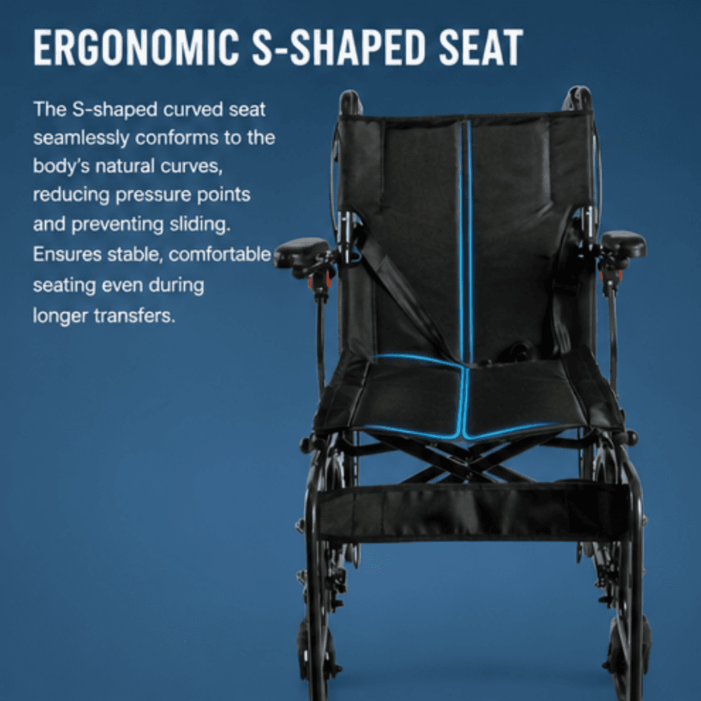 AndCare China Real Factory AC908-12 ultra-compact folding 24cm for easy transport Steel Ergonomic Transport Wheelchair Amazon Hot Selling Supplier OEM Wholesale ISO 13485 CE FDA