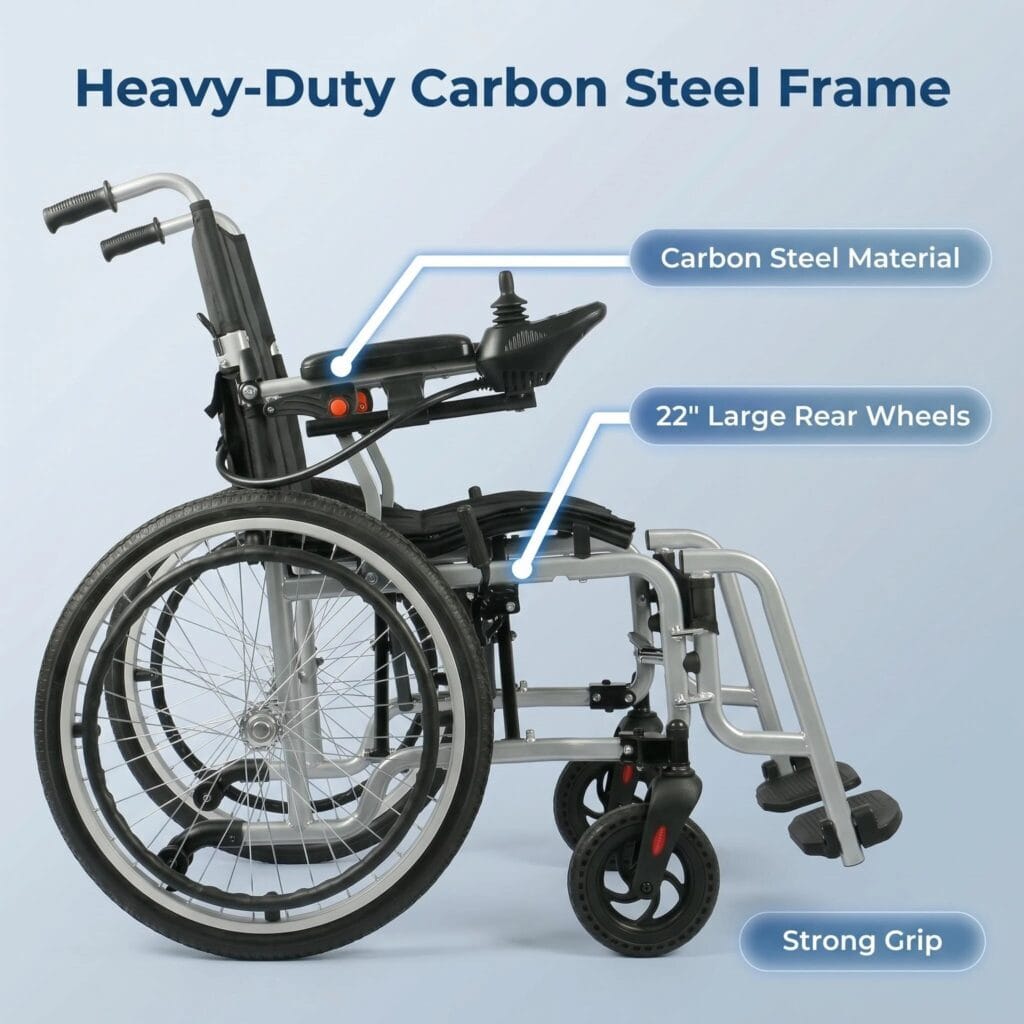 AndCare China Real Factory AC908E-22 ergonomic comfort and safety design Steel Manual/Electric Wheelchair Amazon Hot Selling Supplier OEM Wholesale ISO 13485 CE FDA