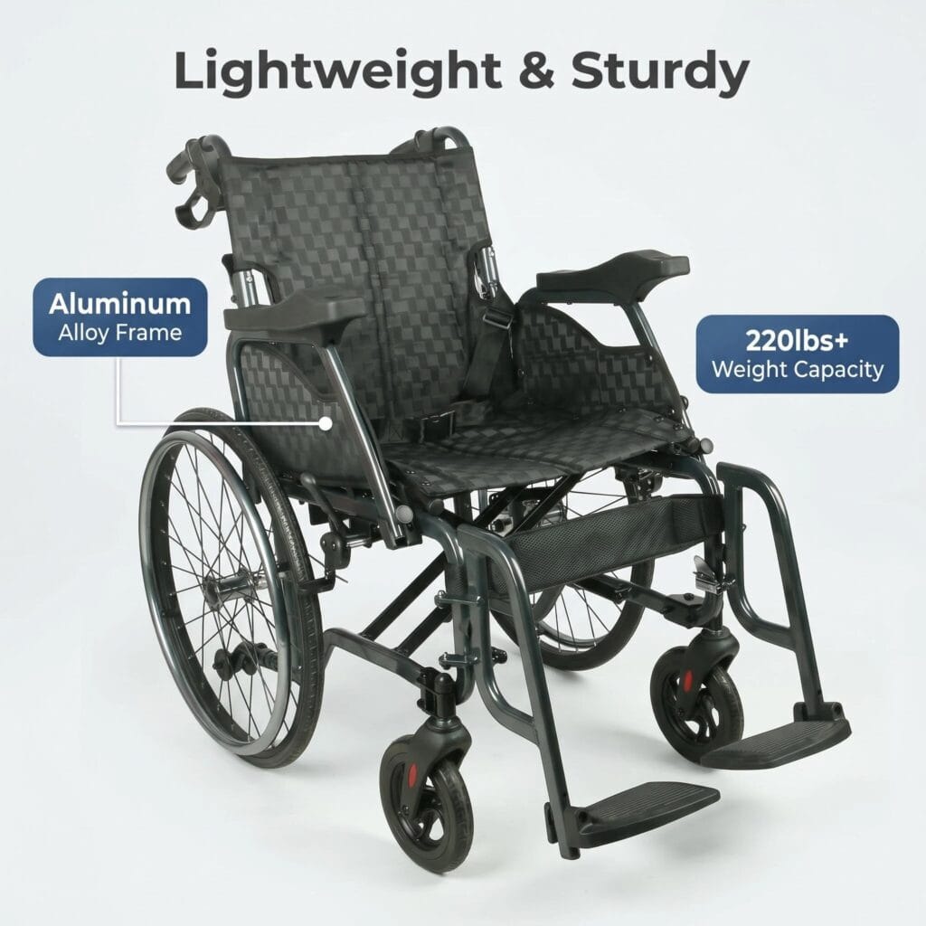 AndCare China Real Factory AC908L-22 multi-angle view aluminum ergonomic design Aluminum Ergonomic Manual Wheelchair Amazon Hot Selling Supplier OEM Wholesale ISO 13485 CE FDA