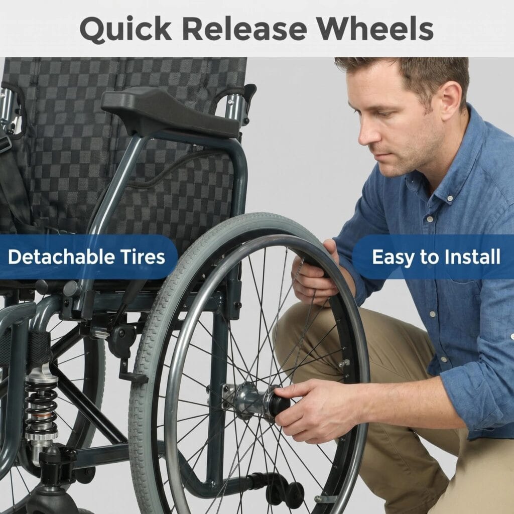 AndCare China Real Factory AC908L-22 spray black frame and black mesh fabric Aluminum Ergonomic Manual Wheelchair Amazon Hot Selling Supplier OEM Wholesale ISO 13485 CE FDA