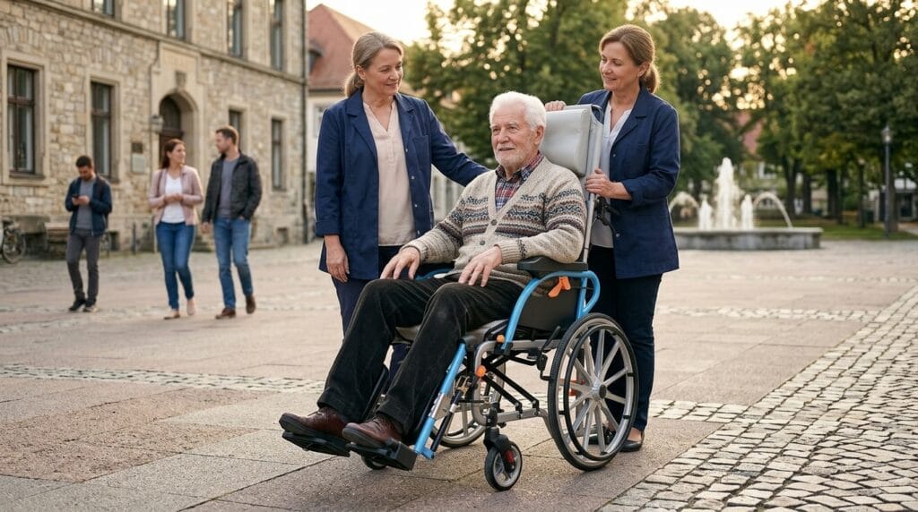 AndCare China Real Factory AC908LGC-20B Aluminum Reclining Ergonomic Wheelchair for Elderly and Disabled Caregiver Companion Amazon Hot Selling Supplier OEM Wholesale ISO 13485 CE FDA