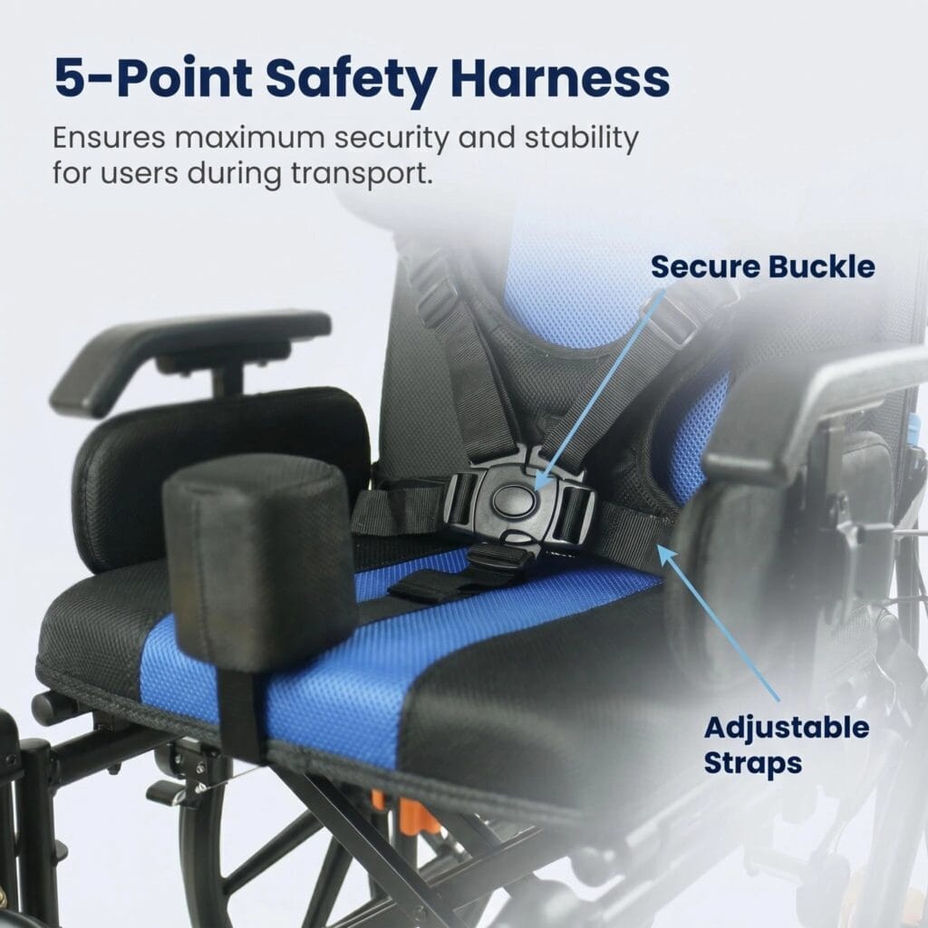 AndCare China Real Factory AC958LGC-20B adjustable headrest and elevated leg rests Aluminum Reclining Manual Care Wheelchair Amazon Hot Selling Supplier OEM Wholesale ISO 13485 CE FDA