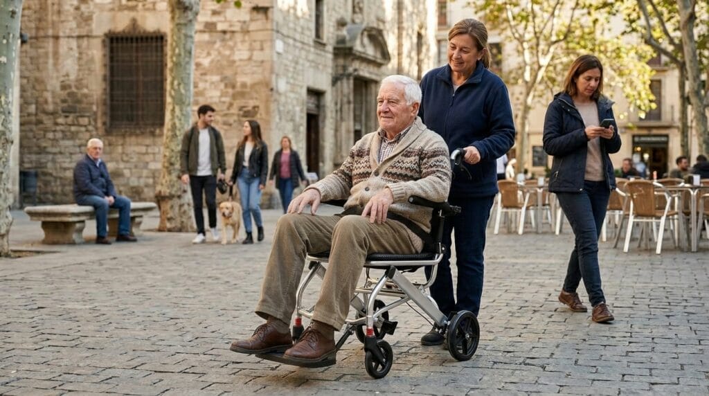 AndCare China Real Factory AC976L-8 elderly air travel scene with ultra-light aluminum travel wheelchair Aluminum Lightweight Travel Wheelchair Amazon Hot Selling Supplier OEM Wholesale ISO 13485 CE FDA