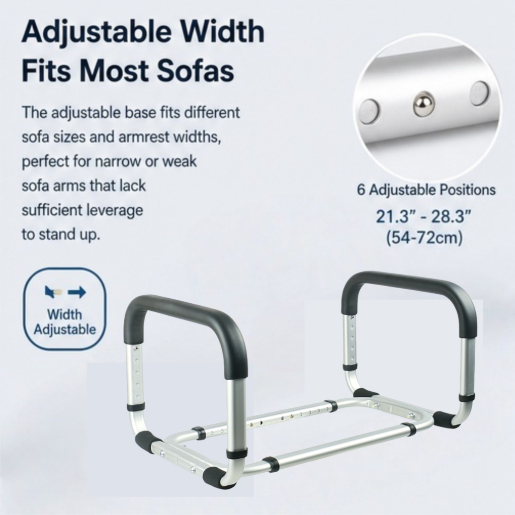 AndCare China Real Factory AC220L adjustable width 6 positions fits most sofas Aluminum Sofa Assist Arm Amazon Hot Selling Supplier OEM Wholesale ISO 13485 CE FDA