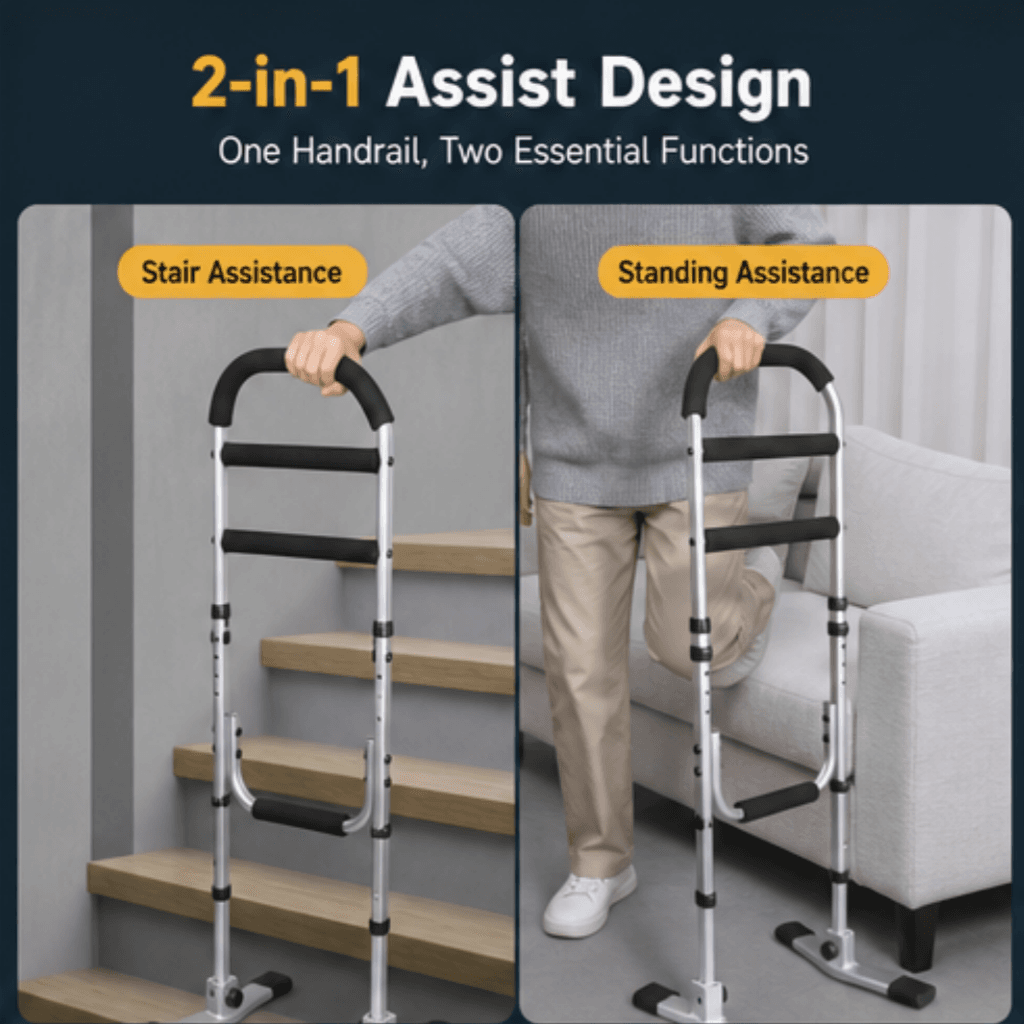 AndCare China Real Factory AC223L 2-in-1 assist design stair and standing assistance Aluminum Stair Handrail (2-in-1) Amazon Hot Selling Supplier OEM Wholesale ISO 13485 CE FDA