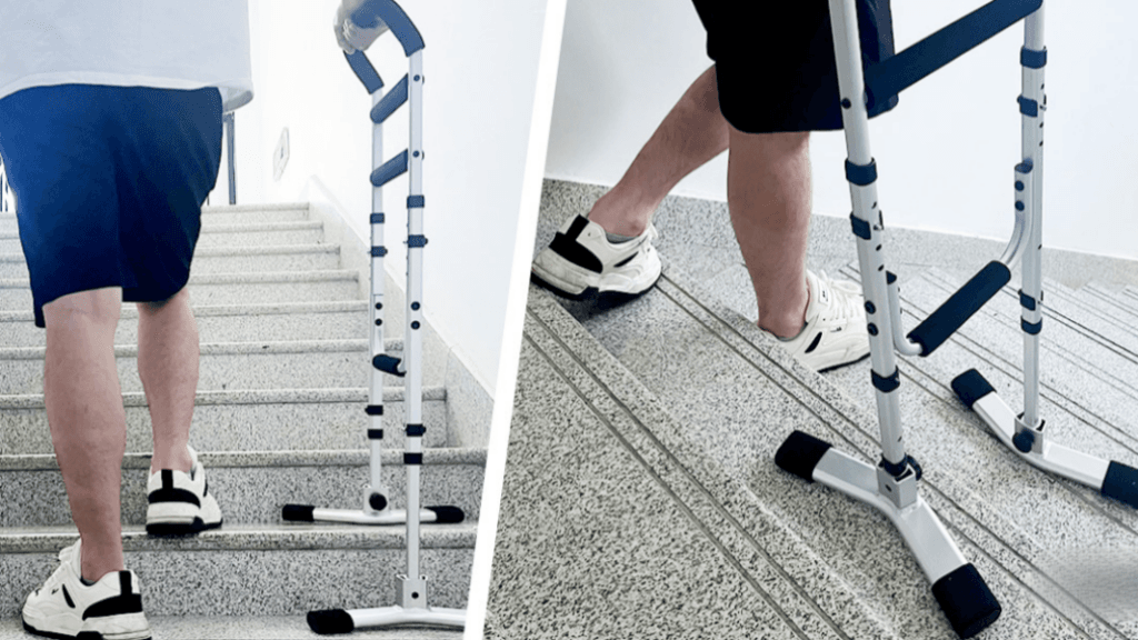 AndCare China Real Factory AC223L elderly using stair handrail for stair assistance Aluminum Stair Handrail (2-in-1) Amazon Hot Selling Supplier OEM Wholesale ISO 13485 CE FDA
