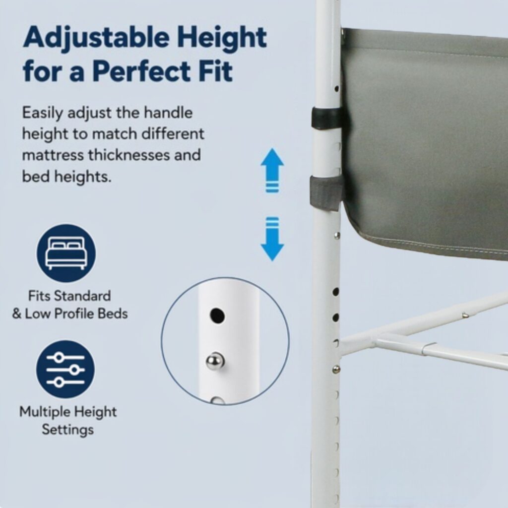 AndCare China Real Factory AC225 adjustable height for a perfect fit Steel Bedside Assist Rail Amazon Hot Selling Supplier OEM Wholesale ISO 13485 CE FDA