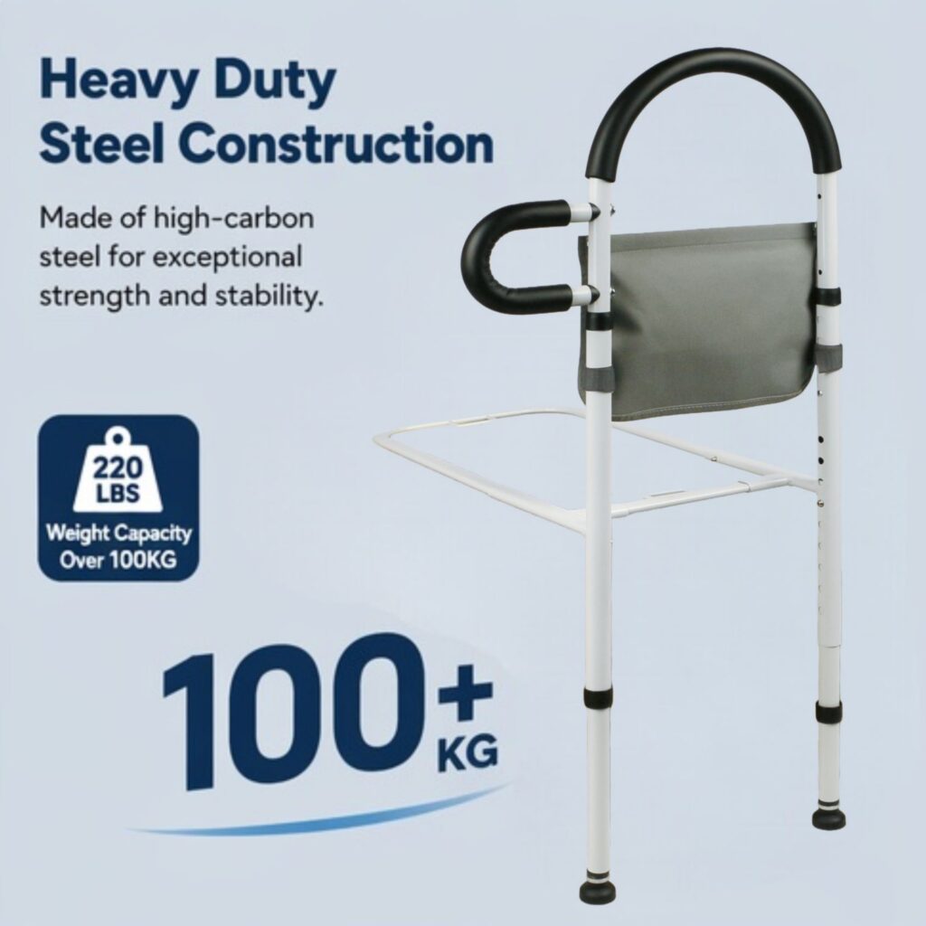 AndCare China Real Factory AC225 heavy duty steel construction 220 lbs over 100kg Steel Bedside Assist Rail Amazon Hot Selling Supplier OEM Wholesale ISO 13485 CE FDA