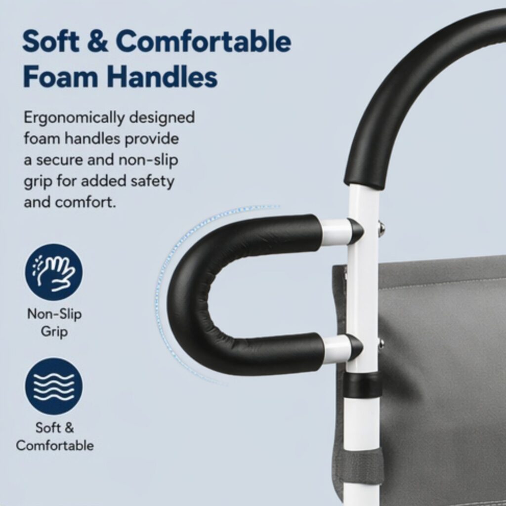 AndCare China Real Factory AC225 soft and comfortable foam handles Steel Bedside Assist Rail Amazon Hot Selling Supplier OEM Wholesale ISO 13485 CE FDA