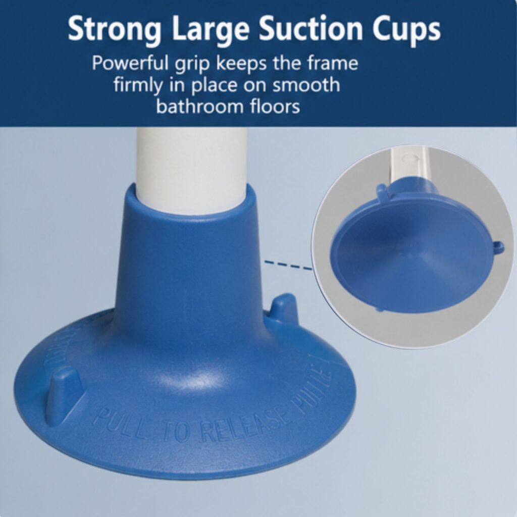 AndCare China Real Factory AC232 strong large suction cups blue stabilizing feet Steel Toilet Safety Frame (Blue Accessories) Amazon Hot Selling Supplier OEM Wholesale ISO 13485 CE FDA
