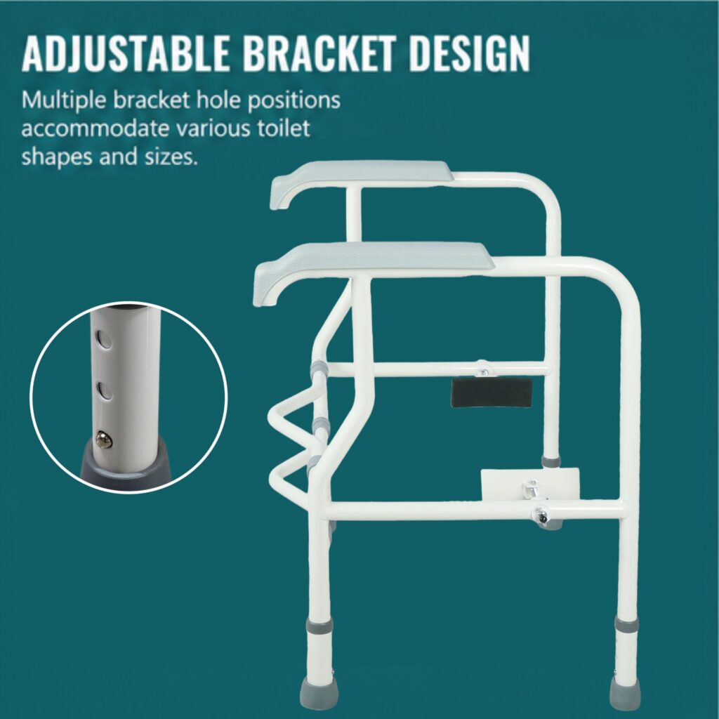 AndCare China Real Factory AC233 adjustable bracket design multiple hole positions Steel Toilet Safety Frame (TPE Clips + Large Suction Cups) Amazon Hot Selling Supplier OEM Wholesale ISO 13485 CE FDA