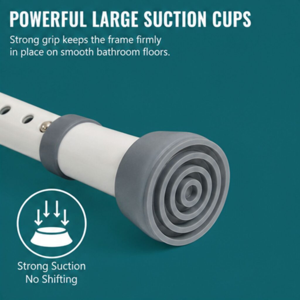 AndCare China Real Factory AC233 powerful large suction cups gray TPE tips Steel Toilet Safety Frame (TPE Clips + Large Suction Cups) Amazon Hot Selling Supplier OEM Wholesale ISO 13485 CE FDA