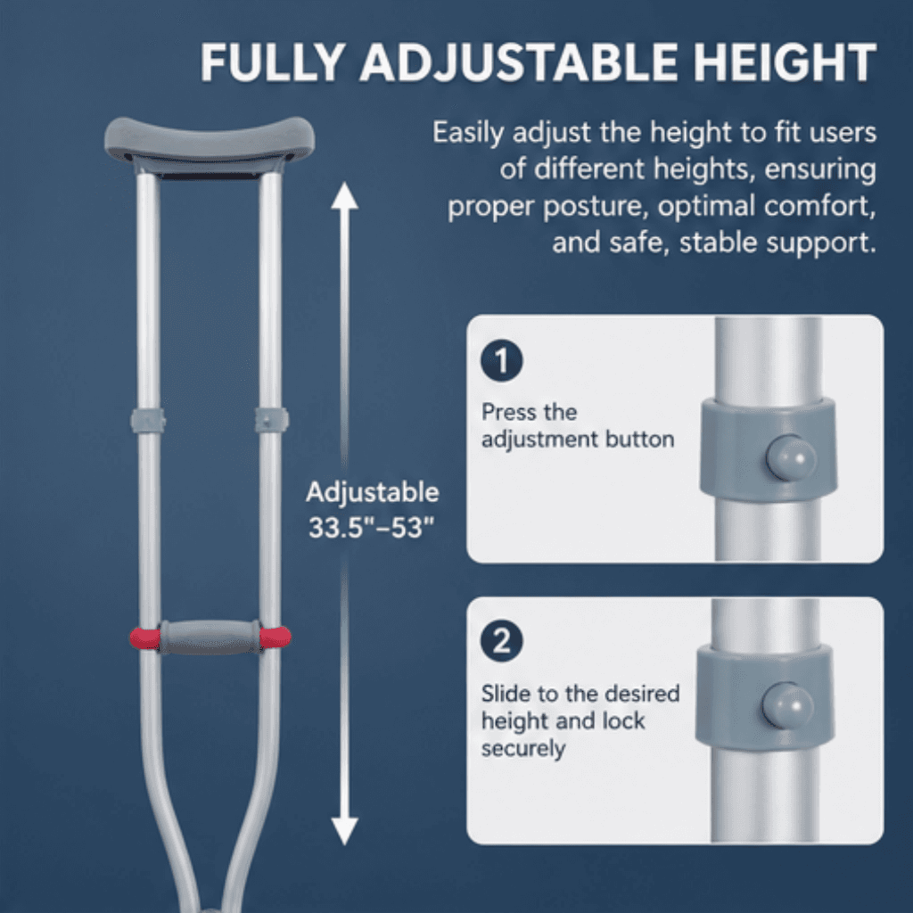 AndCare AC8062L China Real Factory Aluminum Folding Underarm Crutch Comfortable Underarm Pad and Hand Grip Amazon Hot Selling Supplier Manufacturer OEM Wholesale ISO 13485 CE FDA