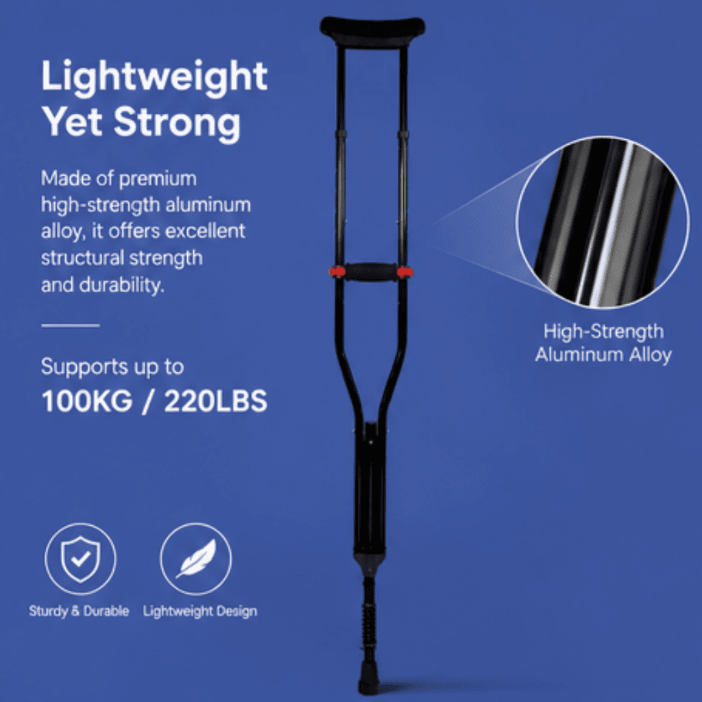 AndCare AC806L2 China Real Factory Aluminum Shock-Absorbing Underarm Crutch Lightweight Yet Strong High-Strength Aluminum Amazon Hot Selling Supplier Manufacturer OEM Wholesale ISO 13485 CE FDA