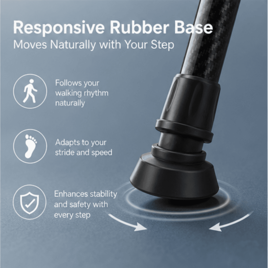 AndCare AC833T China Real Factory Carbon Fiber Walking Cane Responsive Pivoting Rubber Base Amazon Hot Selling Supplier Manufacturer OEM Wholesale ISO 13485 CE FDA
