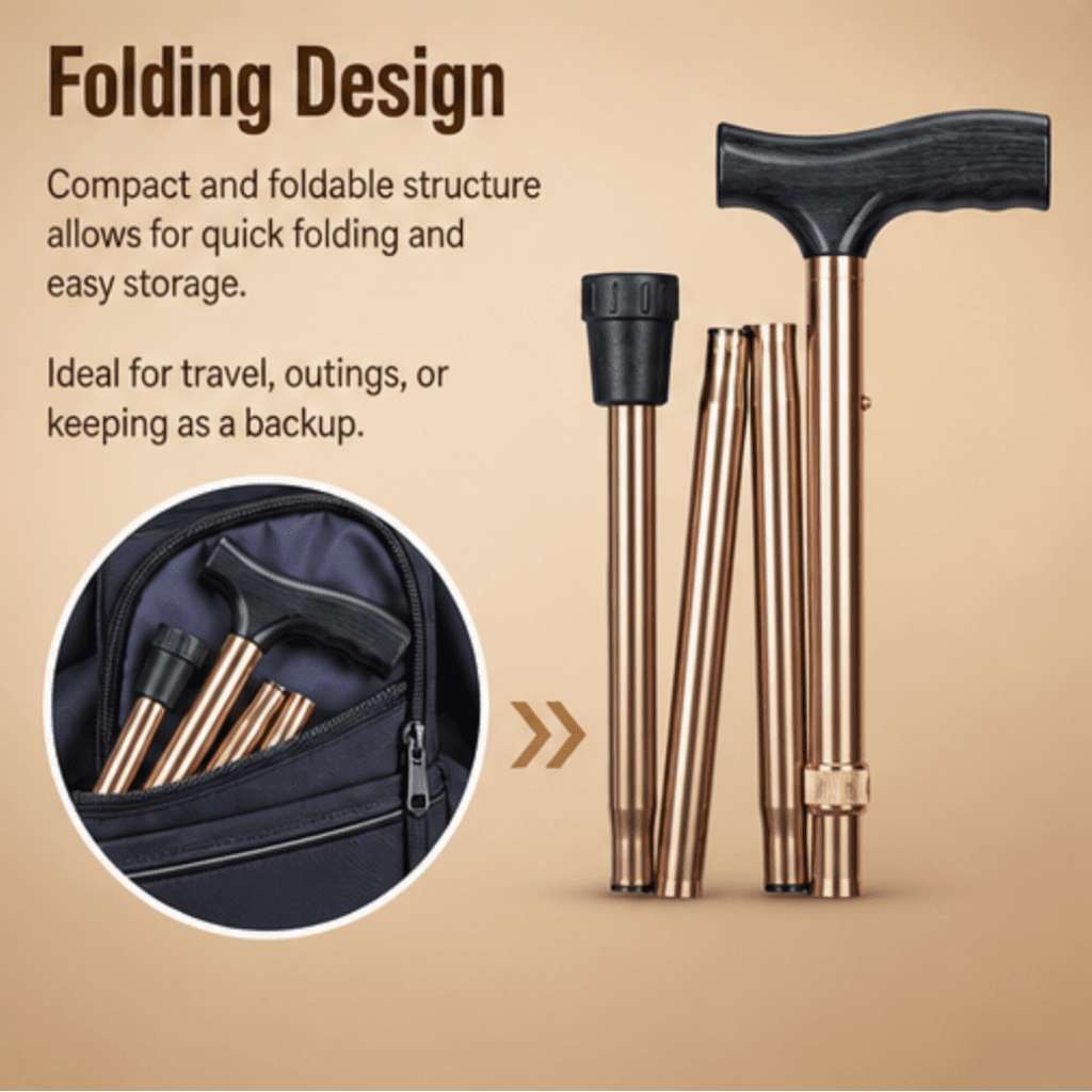 AndCare AC835L1 China Real Factory Aluminum Folding Walking Cane Compact Folding Design for Travel Amazon Hot Selling Supplier Manufacturer OEM Wholesale ISO 13485 CE FDA