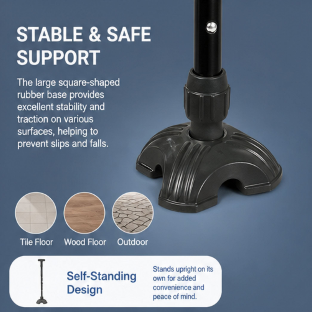 AndCare AC8381L China Real Factory Aluminum Offset Handle Walking Cane Dual-Locking Height Adjustment Amazon Hot Selling Supplier Manufacturer OEM Wholesale ISO 13485 CE FDA