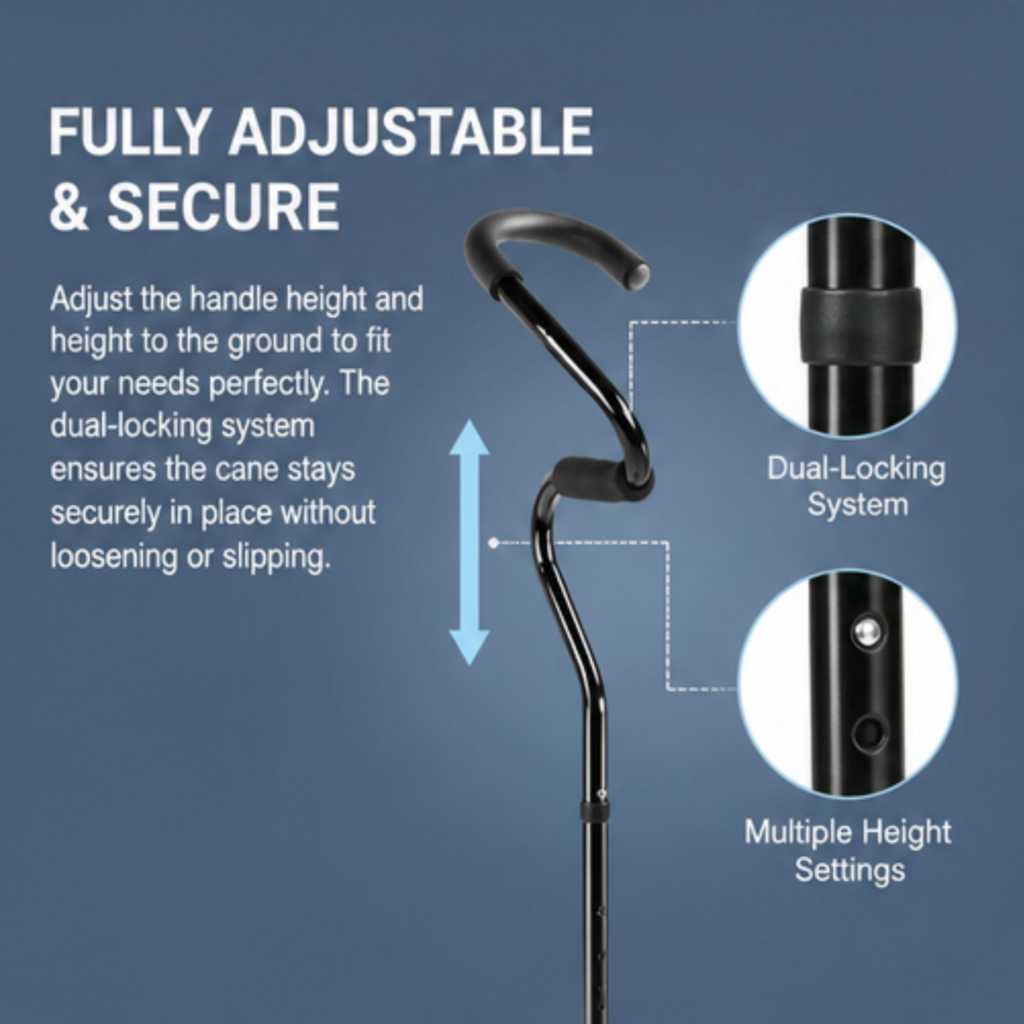 AndCare AC8381L China Real Factory Aluminum Offset Handle Walking Cane Offset Handle for Wrist Alignment Amazon Hot Selling Supplier Manufacturer OEM Wholesale ISO 13485 CE FDA
