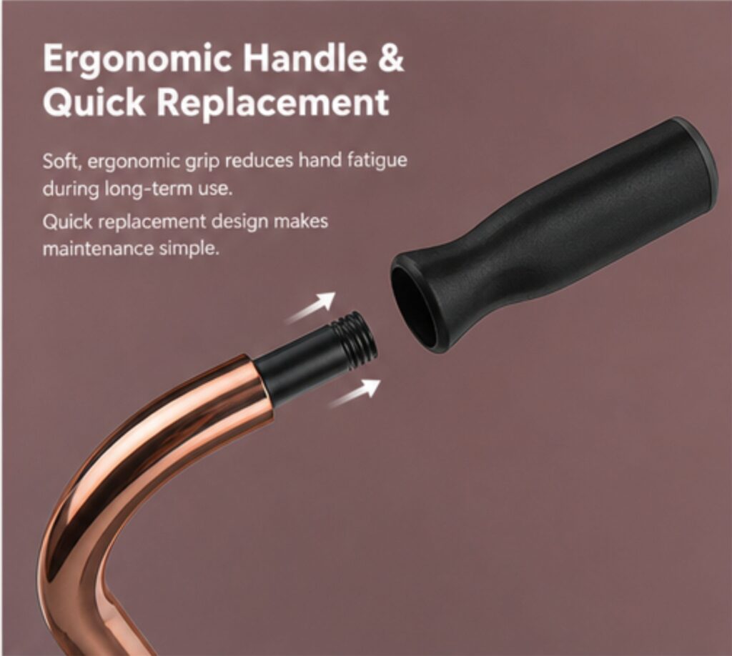AndCare AC8424 China Real Factory Aluminum Quad Cane Stable Four-Point Base Amazon Hot Selling Supplier Manufacturer OEM Wholesale ISO 13485 CE FDA