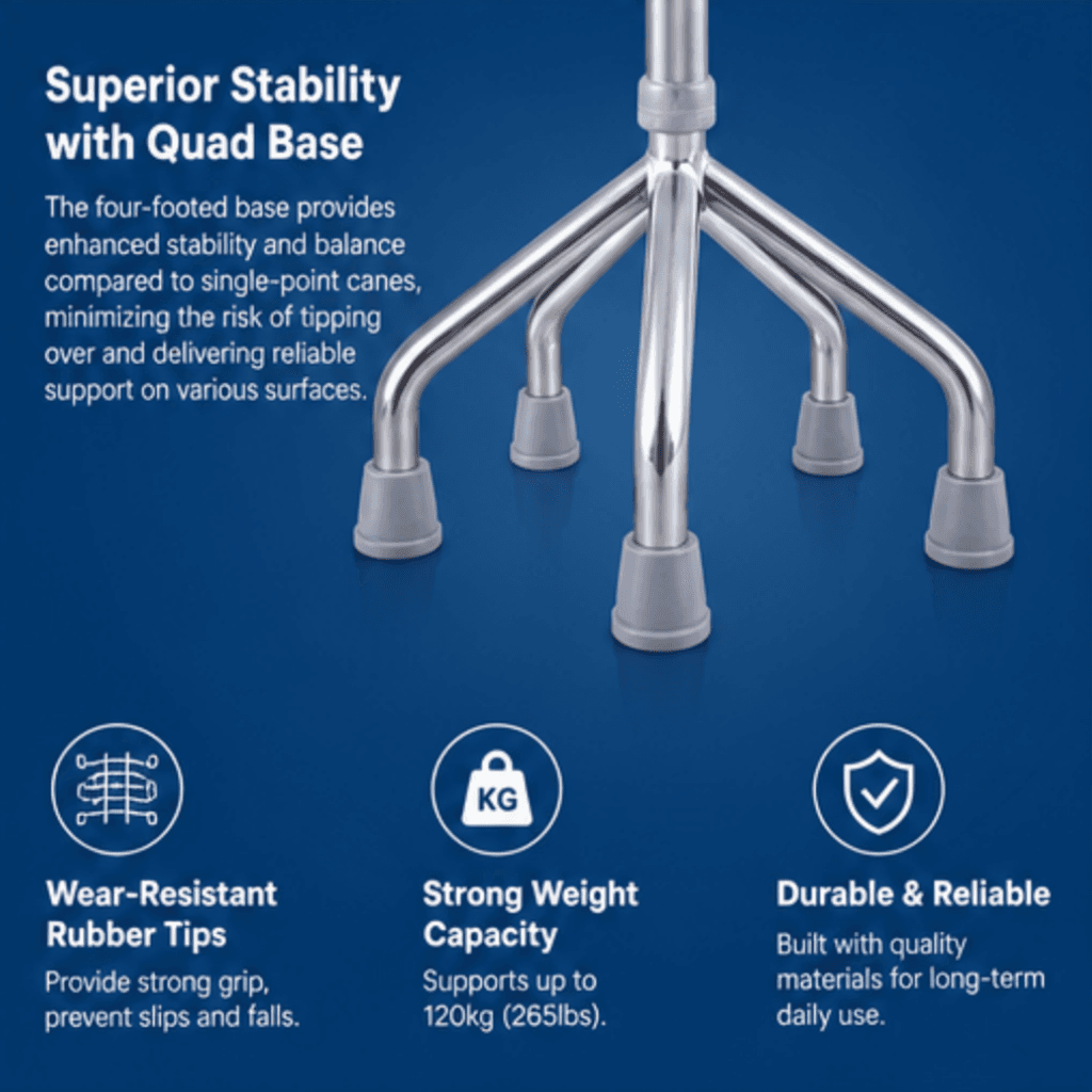 AndCare AC8432 China Real Factory Stainless Steel Tripod Walking Cane Stainless Steel Tripod Base Amazon Hot Selling Supplier Manufacturer OEM Wholesale ISO 13485 CE FDA