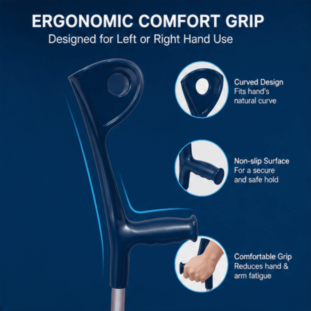 AndCare AC851L China Real Factory Aluminum Forearm Crutch Ergonomic Hand Grip and Cuff Amazon Hot Selling Supplier Manufacturer OEM Wholesale ISO 13485 CE FDA