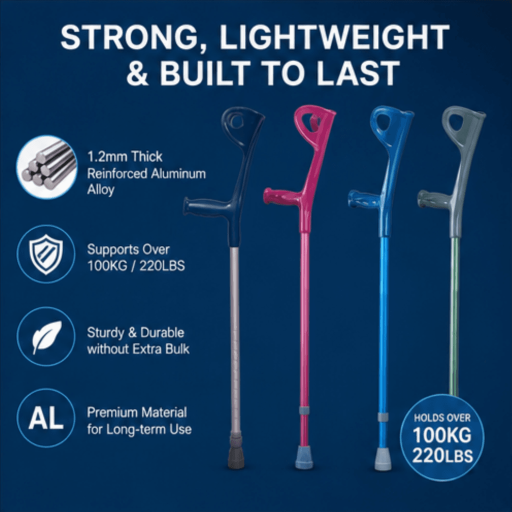 AndCare AC851L China Real Factory Aluminum Forearm Crutch Non-Slip Rubber Tip Amazon Hot Selling Supplier Manufacturer OEM Wholesale ISO 13485 CE FDA