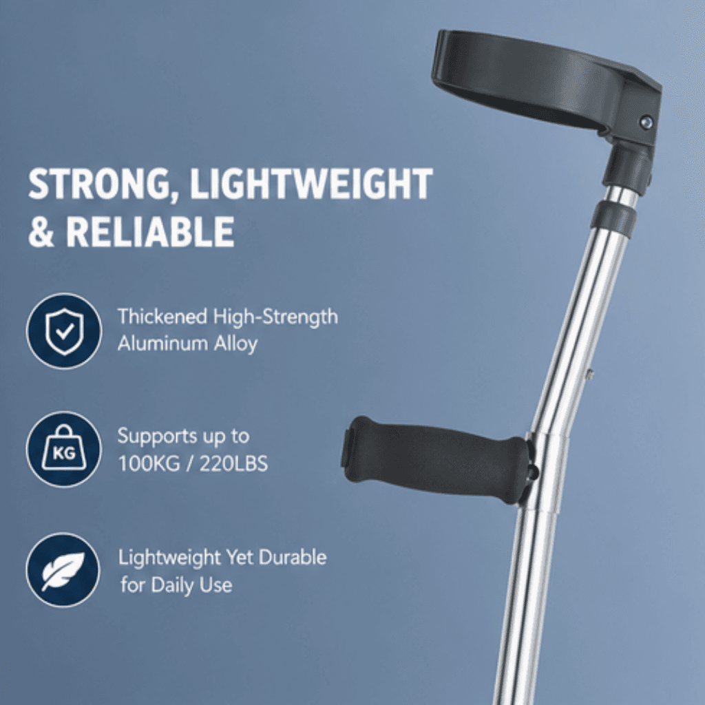 AndCare AC852L China Real Factory Aluminum Forearm Crutch Secure Twist-Lock Mechanism Amazon Hot Selling Supplier Manufacturer OEM Wholesale ISO 13485 CE FDA