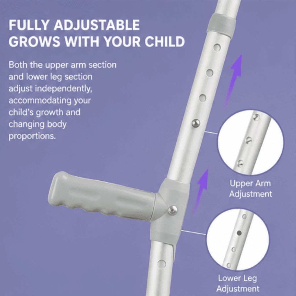 AndCare AC854L China Real Factory Pediatric Aluminum Forearm Crutch Soft Handle and Arm Cuff Amazon Hot Selling Supplier Manufacturer OEM Wholesale ISO 13485 CE FDA
