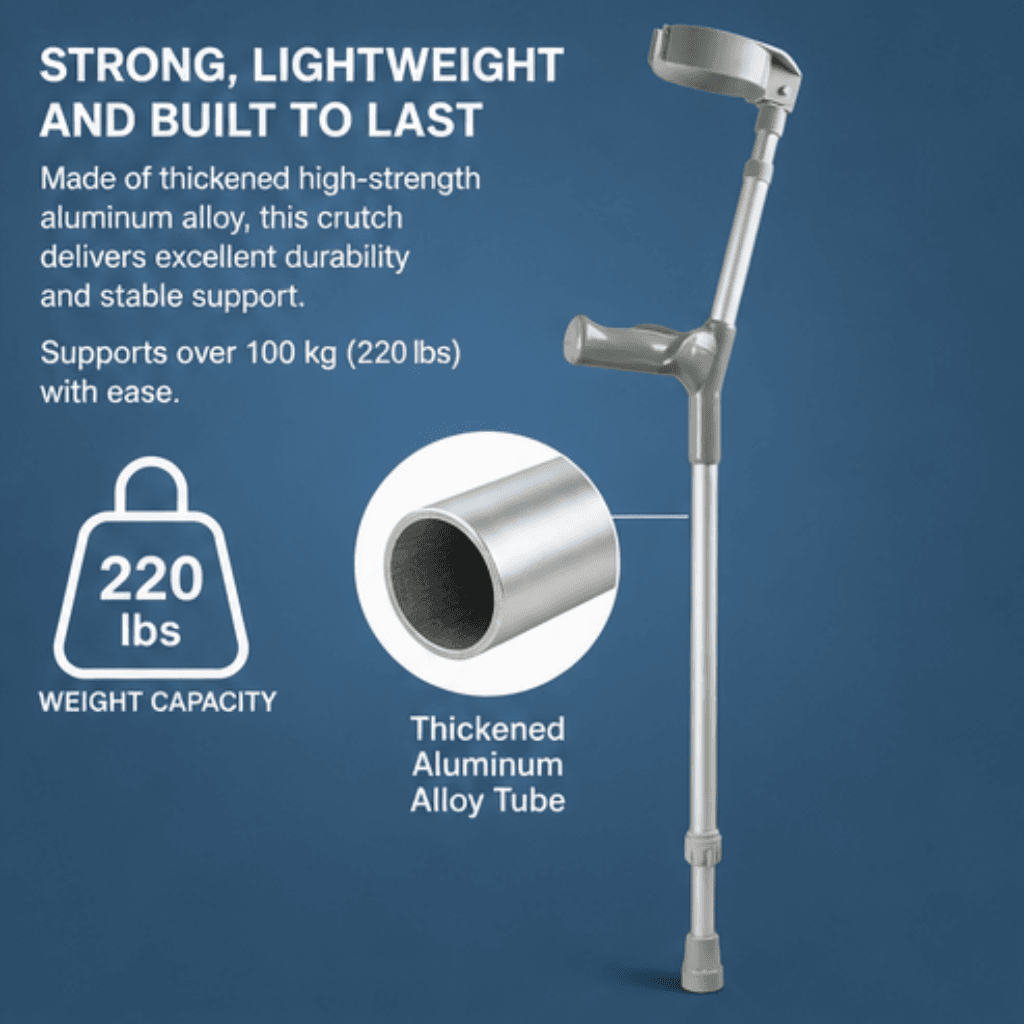 AndCare AC854L1 China Real Factory Aluminum Forearm Crutch Durable Aluminum Frame Amazon Hot Selling Supplier Manufacturer OEM Wholesale ISO 13485 CE FDA