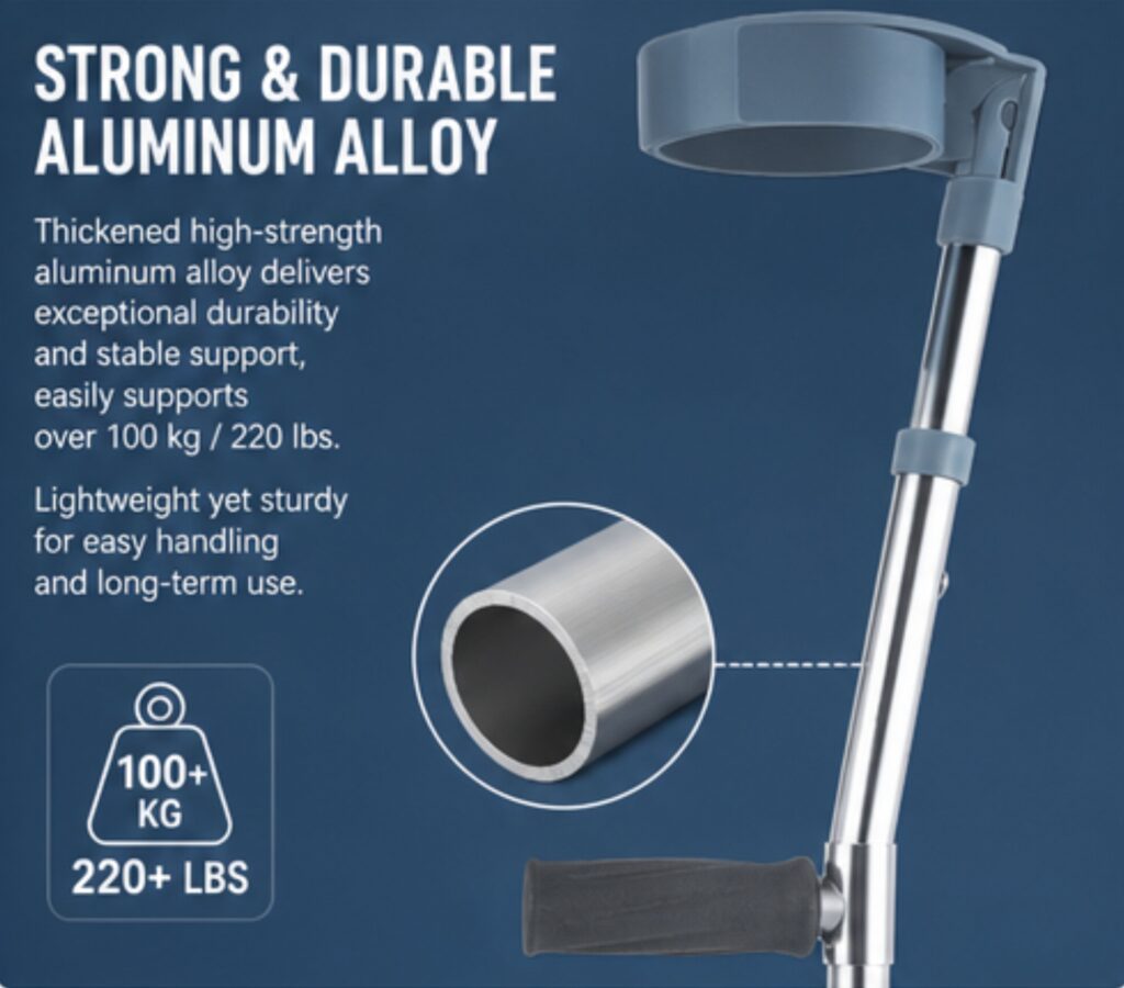AndCare AC854L2 China Real Factory Aluminum Forearm Crutch Sturdy Aluminum Tube Construction Amazon Hot Selling Supplier Manufacturer OEM Wholesale ISO 13485 CE FDA