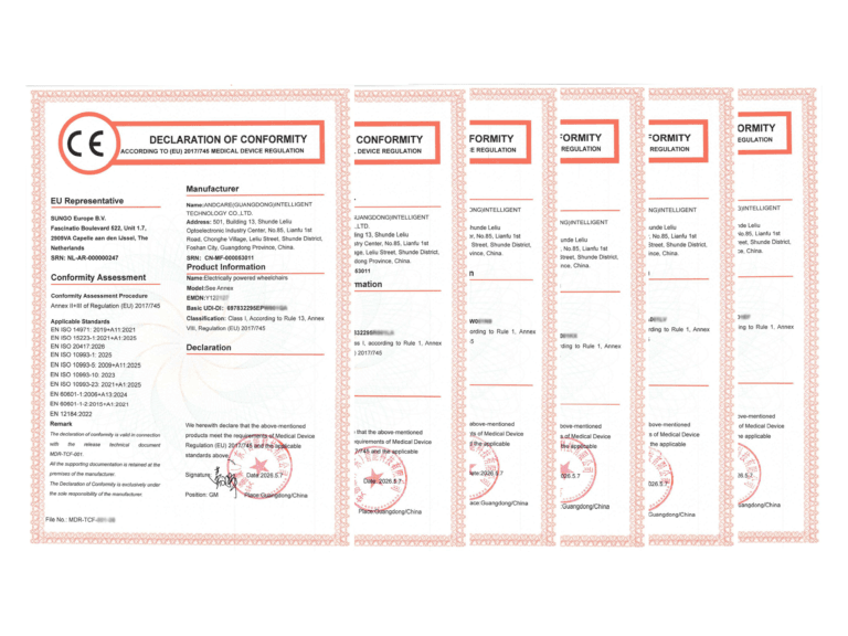 CE Marking certification for AndCare Guangdong mobility aid and rehabilitation devices