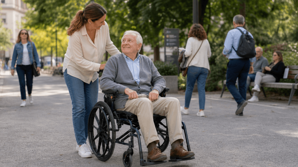 Foldable Manual Wheelchair, Puncture Proof Mobility Wheelchair, Lightweight Transit Wheelchair