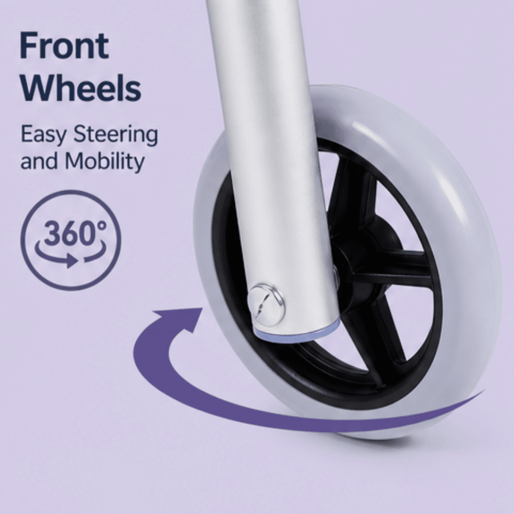 AndCare China Real Factory AC821L-5 2 Inch Front Wheels 360 Degree Swivel Easy Steering Mobility Smooth Glide Indoor Outdoor Walker Amazon Hot Selling Supplier OEM Wholesale ISO 13485 CE FDA