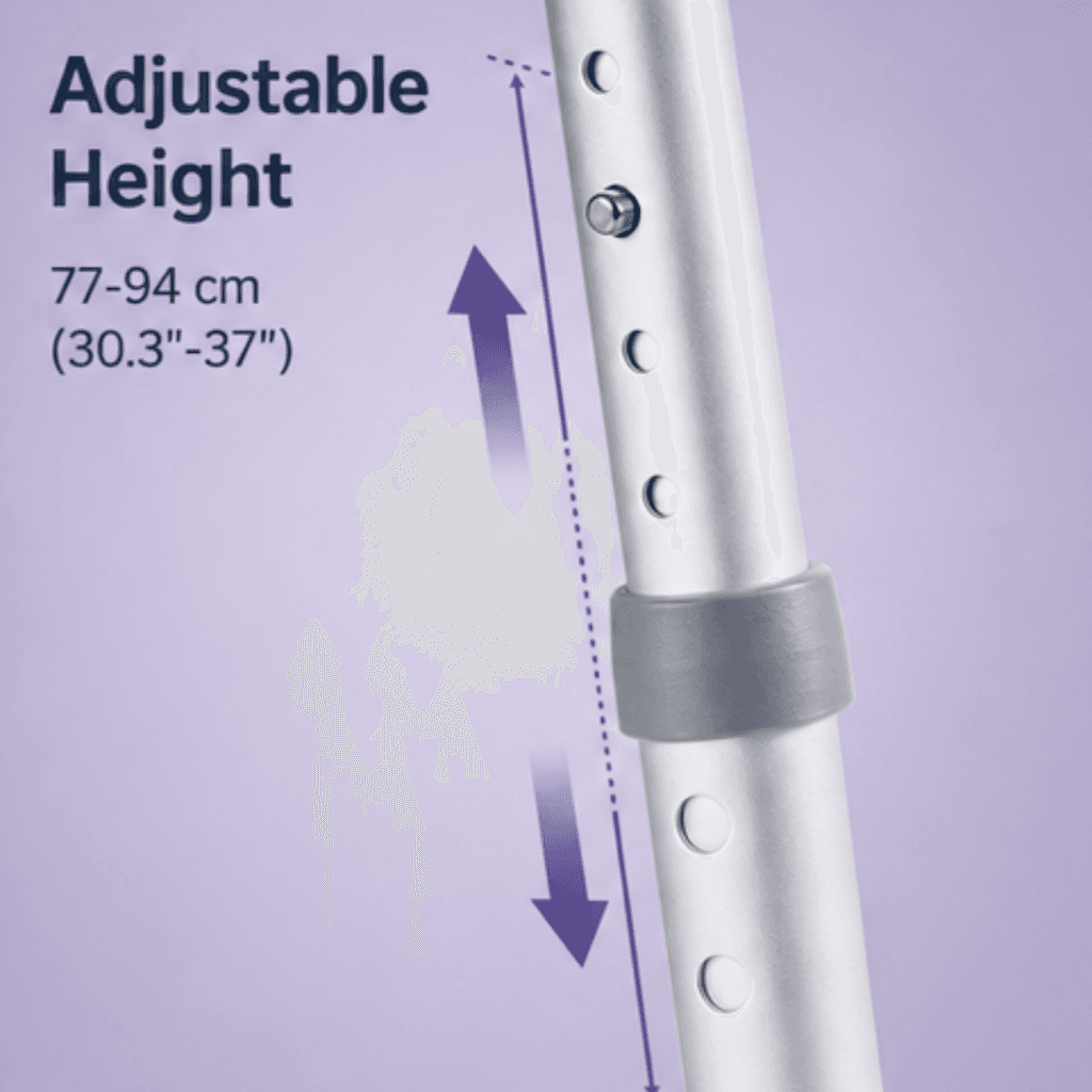 AndCare China Real Factory AC821L-5 Adjustable Height 77-94cm 30.3-37 Inches 5-Level Push Button Senior Walker Ergonomic Fit Amazon Hot Selling Supplier OEM Wholesale ISO 13485 CE FDA